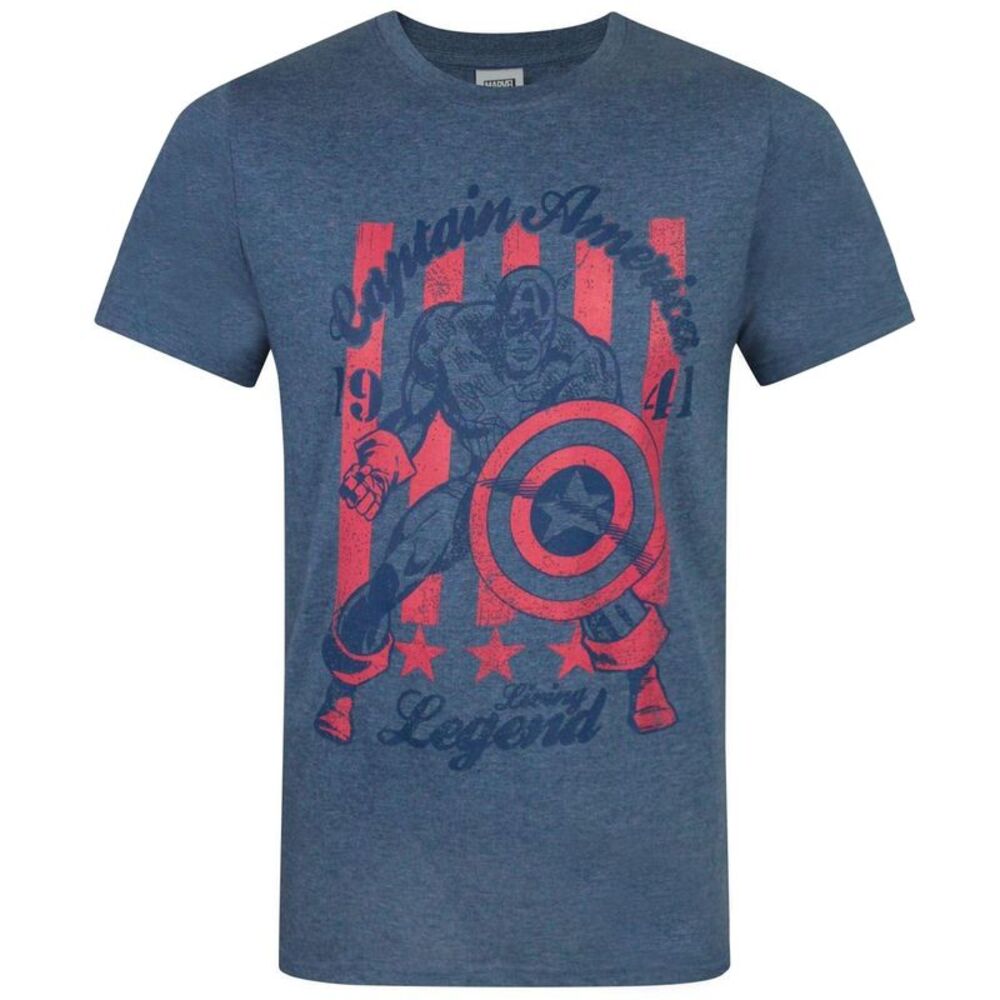 Captain America Official Mens Living Legend T-Shirt / Blue